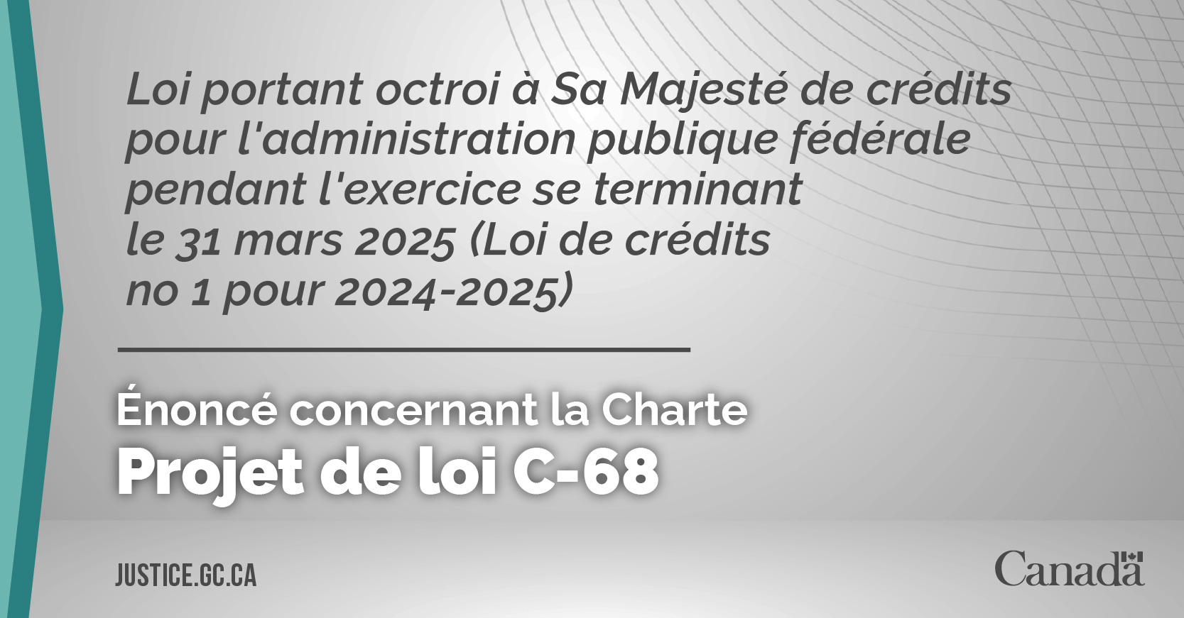 Projet de loi C-68&nbsp;: Loi portant octroi à Sa Majesté de crédits pour l'administration publique fédérale pendant l'exercice se terminant le 31 mars 2025 (Loi de crédits no 1 pour 2024-2025)
